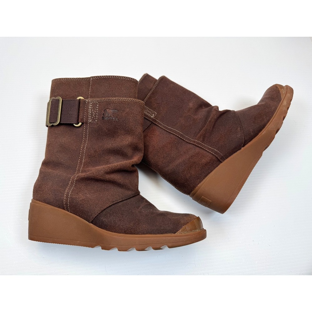 Sorel Toronto Mid Wedge Boots Women 7‎ NWOB Suede Pull on Waterproof Adjustable